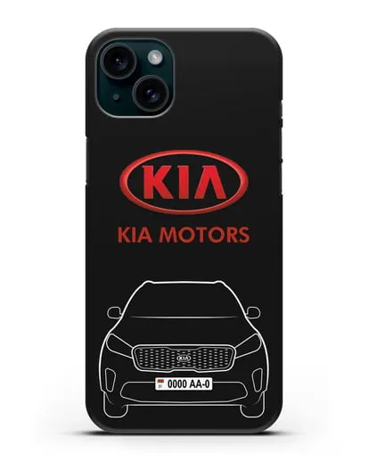 Чехол Kia с номерным знаком силиконовый для iPhone 15 Plus