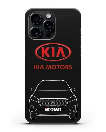 Чехол Kia с номерным знаком силиконовый для iPhone 15 Pro Max