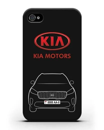 Чехол Kia с номерным знаком силиконовый для iPhone 4/4s