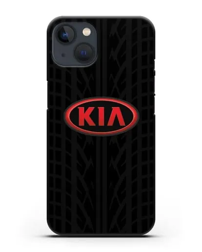 Чехол c логотипом Киа с протектором шин силиконовый для iPhone 13