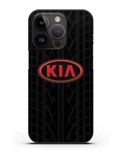 Чехол c логотипом Киа с протектором шин силиконовый для iPhone 14 Pro