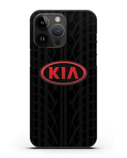 Чехол c логотипом Киа с протектором шин силиконовый для iPhone 14 Pro Max