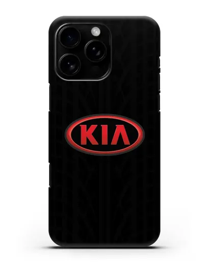 Чехол c логотипом Киа с протектором шин силиконовый для iPhone 16 Pro Max