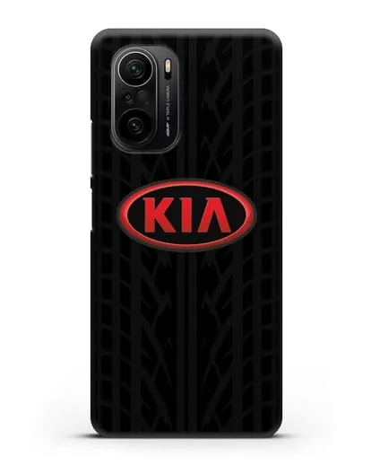 Чехол c логотипом Киа с протектором шин силиконовый для Xiaomi Poco F3 Pro