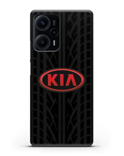 Чехол c логотипом Киа с протектором шин силиконовый для Xiaomi Poco F5