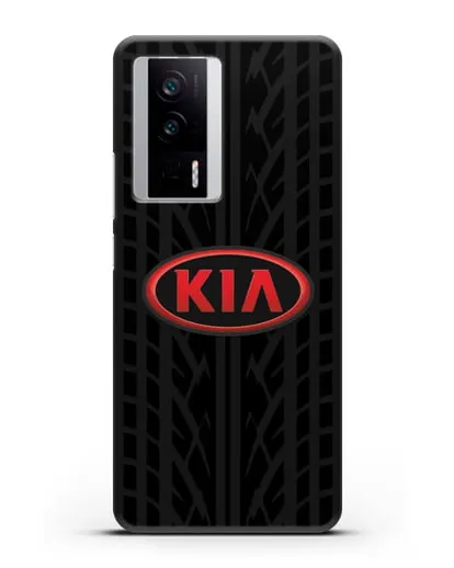 Чехол c логотипом Киа с протектором шин силиконовый для Xiaomi Poco F5 Pro