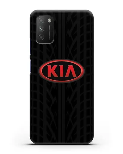 Чехол c логотипом Киа с протектором шин силиконовый для Xiaomi Poco M3