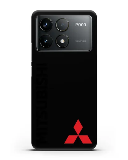 Чехол с надписью Mitsubishi и логотипом силиконовый для Xiaomi Poco F6 Pro