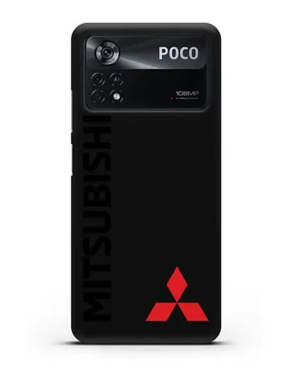 Чехол с надписью Mitsubishi и логотипом силиконовый для Xiaomi Poco X4 Pro