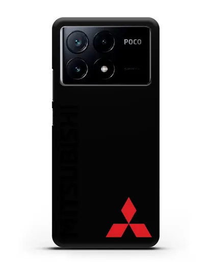 Чехол с надписью Mitsubishi и логотипом силиконовый для Xiaomi Poco X6 Pro