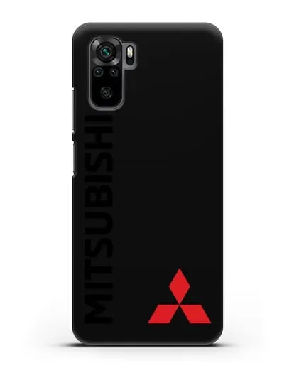 Чехол с надписью Mitsubishi и логотипом силиконовый для Xiaomi Redmi Note 10