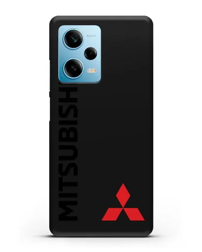 Чехол с надписью Mitsubishi и логотипом силиконовый для Xiaomi Redmi Note 12 5G