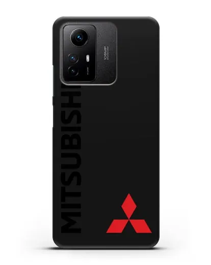 Чехол с надписью Mitsubishi и логотипом силиконовый для Xiaomi Redmi Note 12S