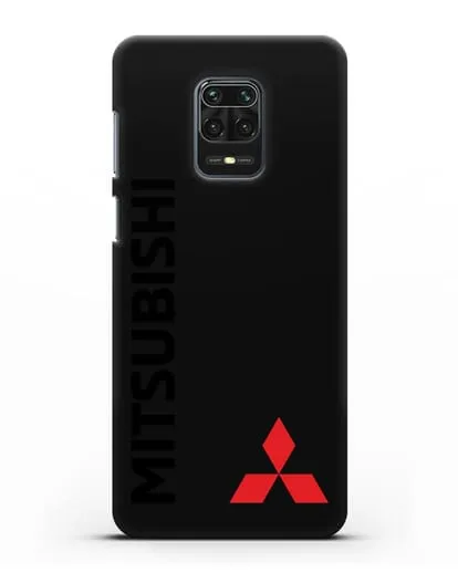 Чехол с надписью Mitsubishi и логотипом силиконовый для Xiaomi Redmi Note 9 Pro