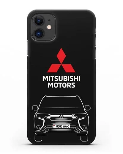 Чехол Mitsubishi Outlander с автомобильным номером силиконовый для iPhone 11