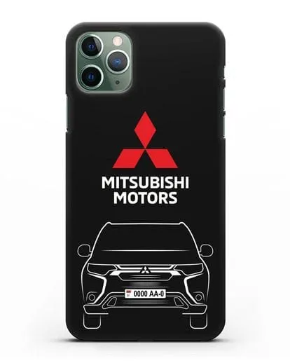 Чехол Mitsubishi Outlander с автомобильным номером силиконовый для iPhone 11 Pro
