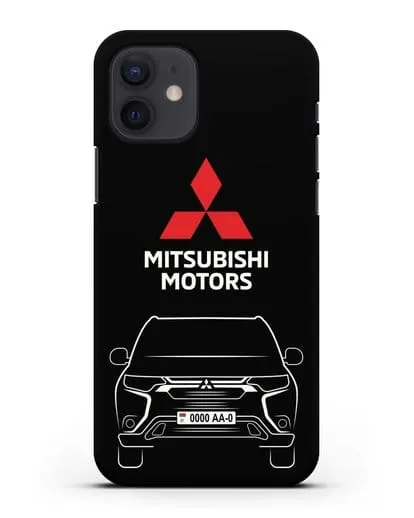 Чехол Mitsubishi Outlander с автомобильным номером силиконовый для iPhone 12