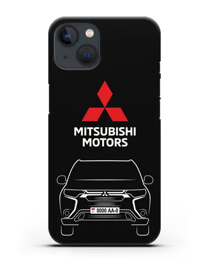 Чехол Mitsubishi Outlander с автомобильным номером силиконовый для iPhone 13