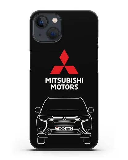 Чехол Mitsubishi Outlander с автомобильным номером силиконовый для iPhone 13 Mini