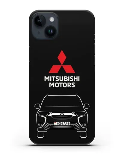 Чехол Mitsubishi Outlander с автомобильным номером силиконовый для iPhone 14 Plus