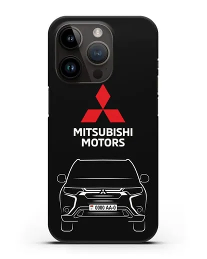 Чехол Mitsubishi Outlander с автомобильным номером силиконовый для iPhone 14 Pro