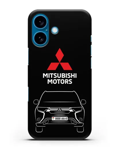 Чехол Mitsubishi Outlander с автомобильным номером силиконовый для iPhone 16
