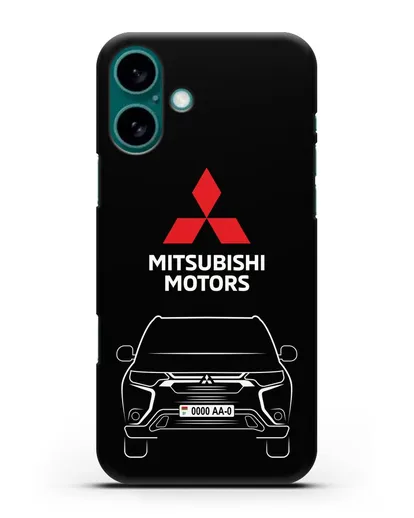 Чехол Mitsubishi Outlander с автомобильным номером силиконовый для iPhone 16 Plus