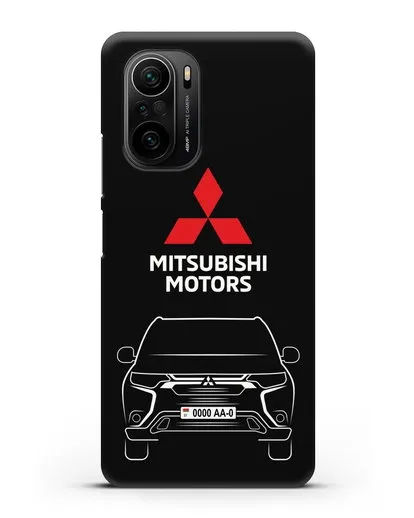 Чехол Mitsubishi Outlander с автомобильным номером силиконовый для Xiaomi Poco F3