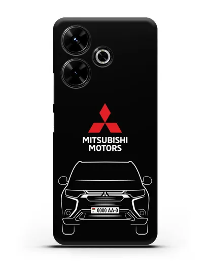 Чехол Mitsubishi Outlander с автомобильным номером силиконовый для Xiaomi Poco M6