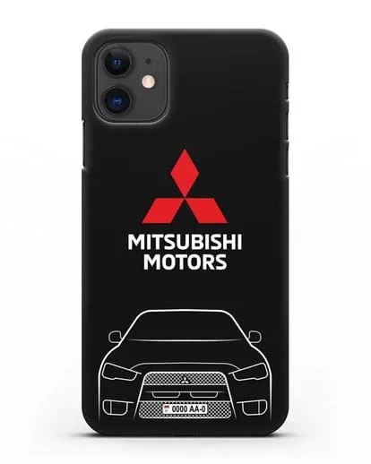 Чехол Mitsubishi Lancer с номерным знаком силиконовый для iPhone 11