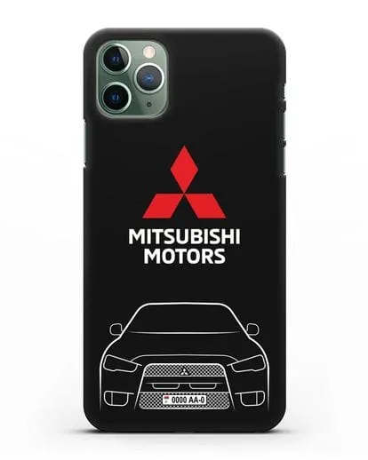 Чехол Mitsubishi Lancer с номерным знаком силиконовый для iPhone 11 Pro