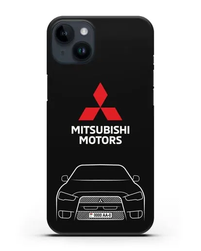 Чехол Mitsubishi Lancer с номерным знаком силиконовый для iPhone 14 Plus
