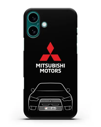 Чехол Mitsubishi Lancer с номерным знаком силиконовый для iPhone 16 Plus
