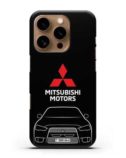 Чехол Mitsubishi Lancer с номерным знаком силиконовый для iPhone 16 Pro
