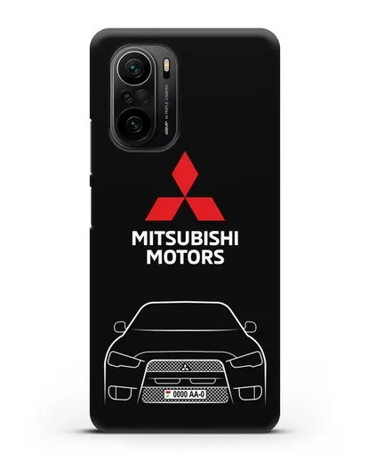 Чехол Mitsubishi Lancer с номерным знаком силиконовый для Xiaomi Poco F3