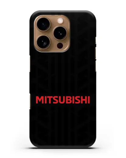Чехол c логотипом Митсубиши с протектором шин силиконовый для iPhone 16 Pro