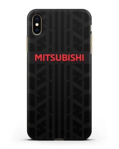 Чехол c логотипом Митсубиши с протектором шин силиконовый для iPhone XS Max