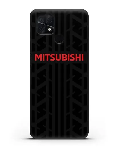 Чехол c логотипом Митсубиши с протектором шин силиконовый для Xiaomi Poco C40