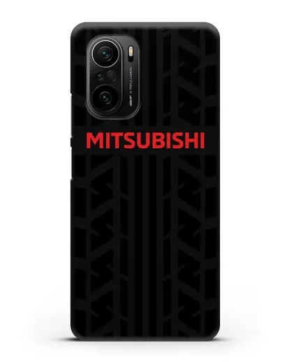 Чехол c логотипом Митсубиши с протектором шин силиконовый для Xiaomi Poco F3