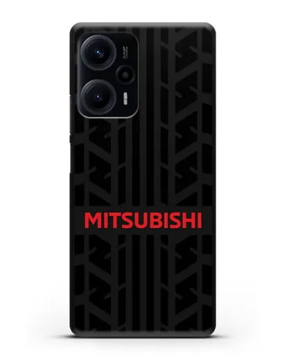 Чехол c логотипом Митсубиши с протектором шин силиконовый для Xiaomi Poco F5