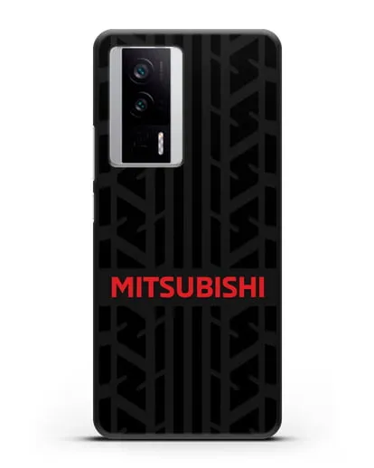 Чехол c логотипом Митсубиши с протектором шин силиконовый для Xiaomi Poco F5 Pro