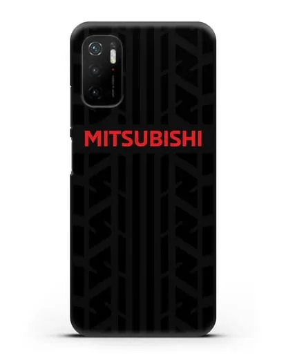 Чехол c логотипом Митсубиши с протектором шин силиконовый для Xiaomi Poco M3 Pro