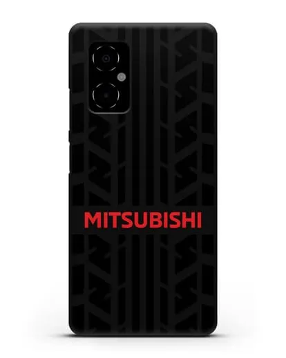 Чехол c логотипом Митсубиши с протектором шин силиконовый для Xiaomi Poco M4 5G
