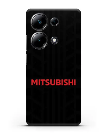Чехол c логотипом Митсубиши с протектором шин силиконовый для Xiaomi Poco M6 Pro