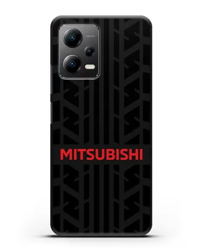 Чехол c логотипом Митсубиши с протектором шин силиконовый для Xiaomi Poco X5