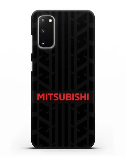 Чехол c логотипом Митсубиши с протектором шин силиконовый для Samsung Galaxy S20 [SM-G980F]