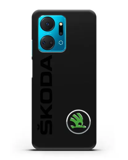 Чехол с надписью Skoda и логотипом силиконовый для Honor X7a Plus