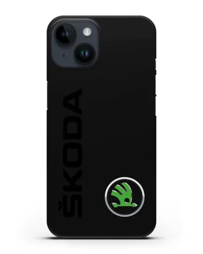 Чехол с надписью Skoda и логотипом силиконовый для iPhone 14