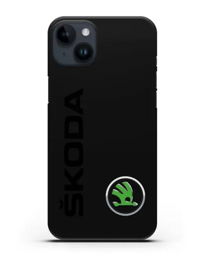 Чехол с надписью Skoda и логотипом силиконовый для iPhone 14 Plus