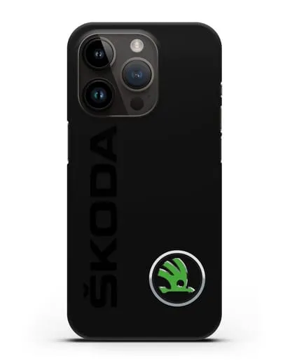 Чехол с надписью Skoda и логотипом силиконовый для iPhone 14 Pro